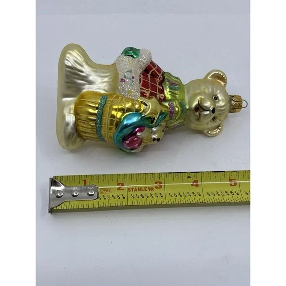 Old World Style Blown Glass Christmas Gold Teddy Bear Tree Ornament - Picture 3 of 3